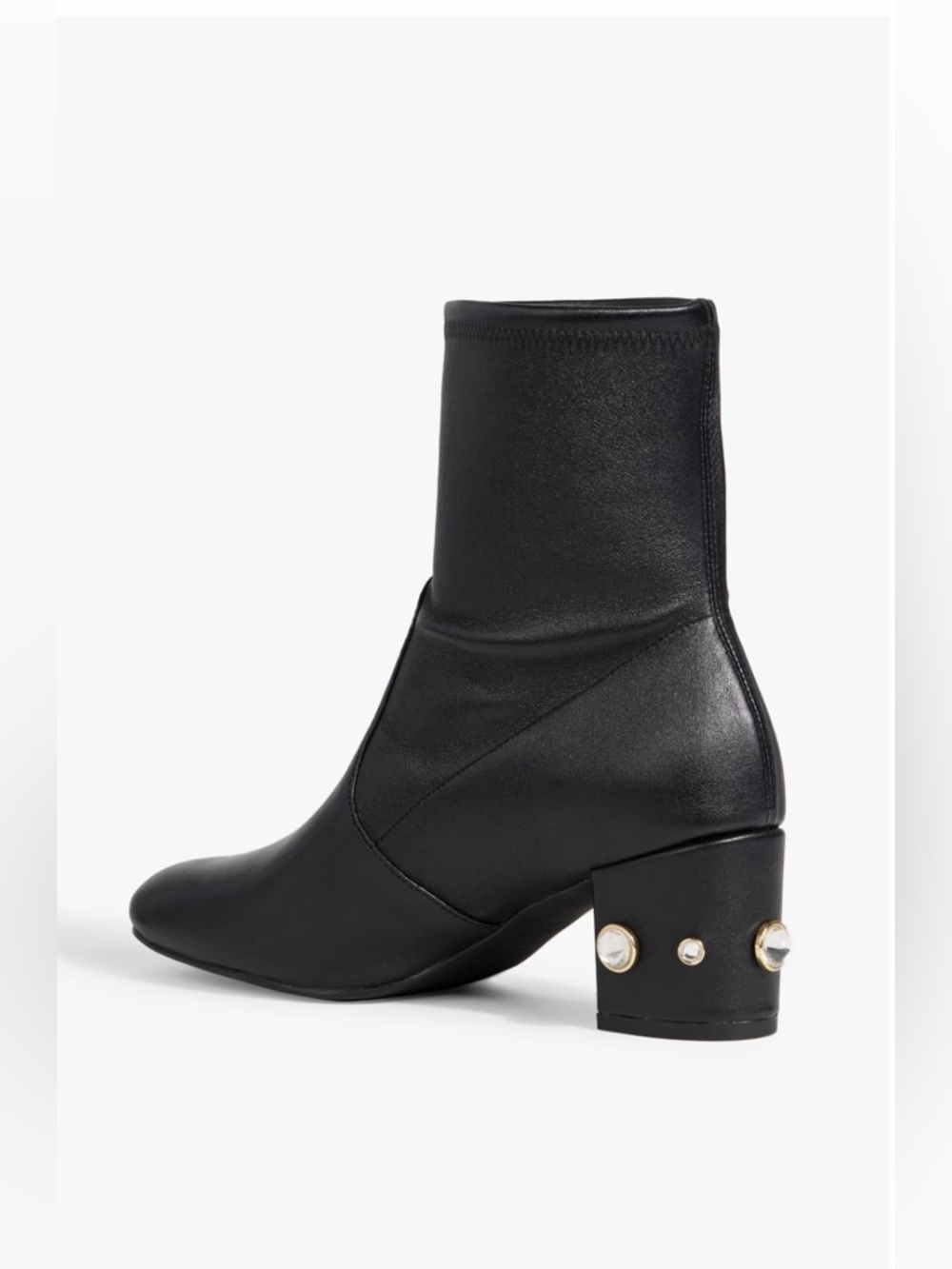 Stuart Weitzman Allshine 60 Crystal Heel Black Leather Boots 8.5 NWOT